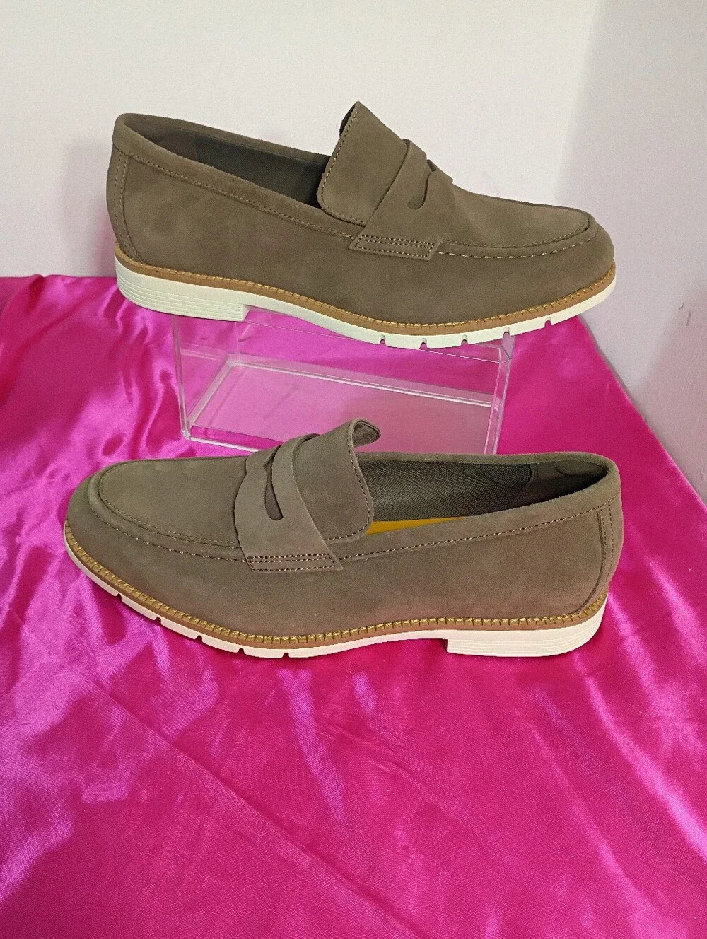 Cole Haan Mens SZ 8.5M Truffle Brown Leather Suede Penny Loafers NWB C41635. New